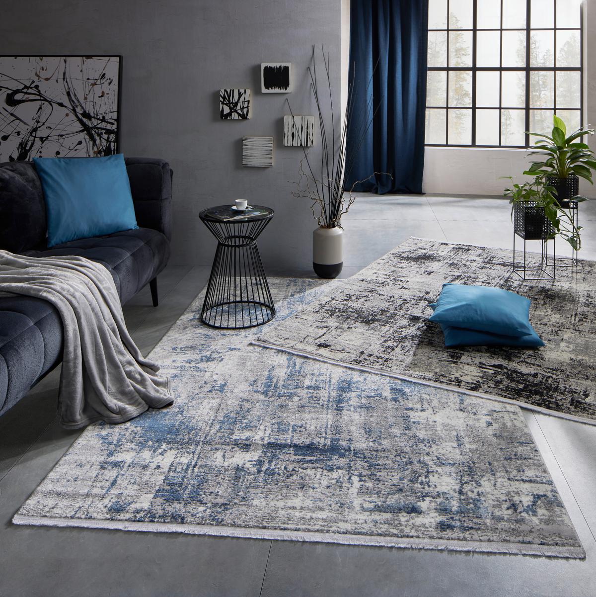 Webteppich Malik 1 in Schwarz ca. 80x150cm - Anthrazit/Schwarz, MODERN, Textil (80/150cm) - Mömax