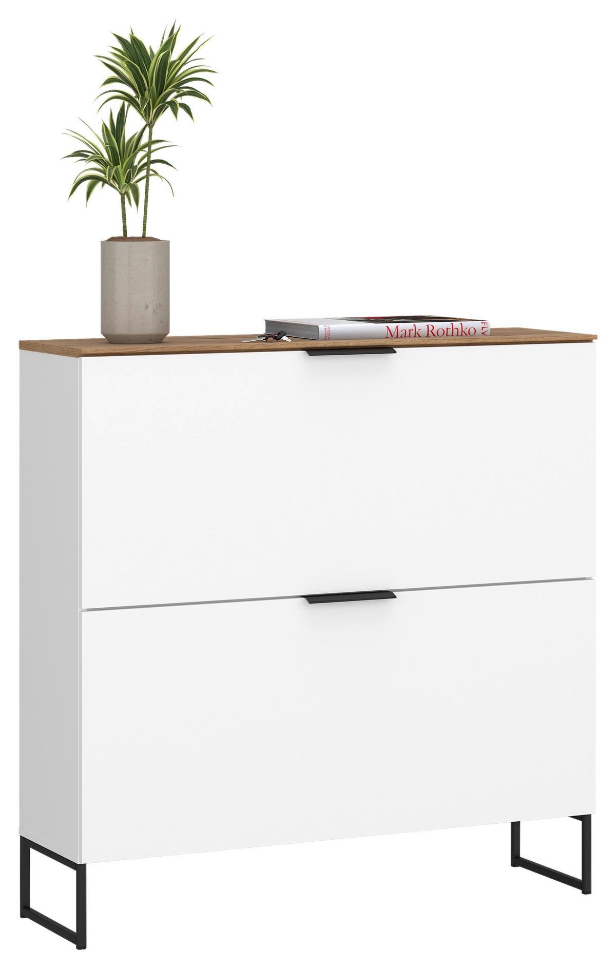 Pantofar ALADIN - alb/culoare lemn stejar, Modern, material pe bază de lemn (100/105/35cm) - Modern Living