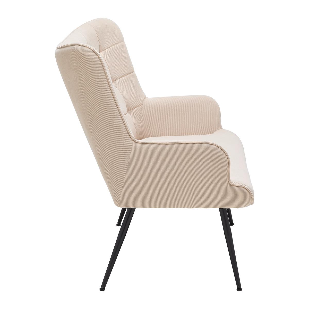 2-Sitzer-Sofa Dallas Creme ca. 128x99x79cm - Creme/Schwarz, MODERN, Holz/Textil (128/99/79cm) - Mömax