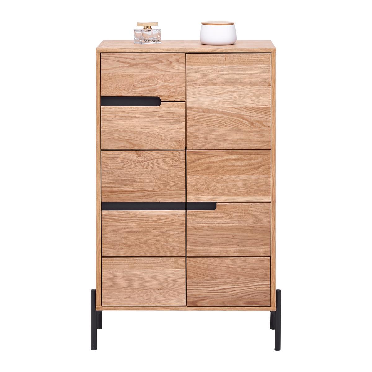 Highboard Avanto Eichefarben/Schwarz - Schwarz, Natur, Holz/Metall (64/105/35cm) - ecoTree