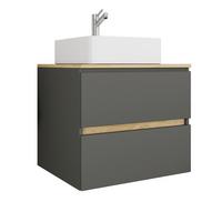 Badezimmer Cosila - Honigeiche/Weiss, Trend, Keramik/Holzwerkstoff (60/67/51cm) - MID.YOU