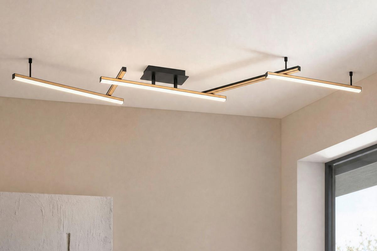 LAMPA SUFITOWA LED 300291_RIMINI - czarny/kolor klonowy, Design, tworzywo sztuczne/metal (220/12/11cm) - Eglo