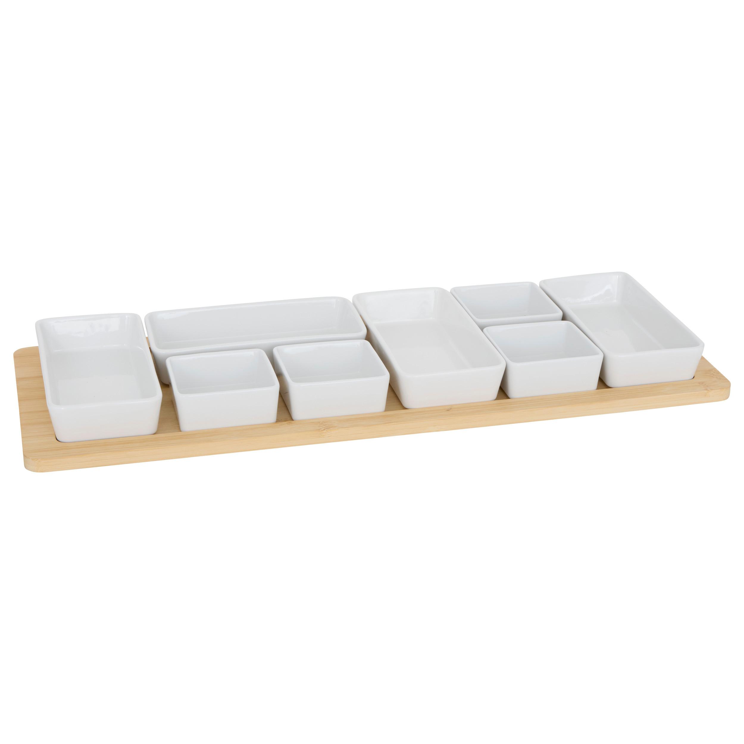 Set Činija 9/1 Lira - bela, Osnovno, drvo (58/22/5cm)