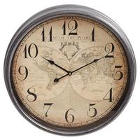 ZEGAR ŚCIENNY HLCQ188524G - brązowy, Basics, metal/szkło (51cm) - Ambia Home
