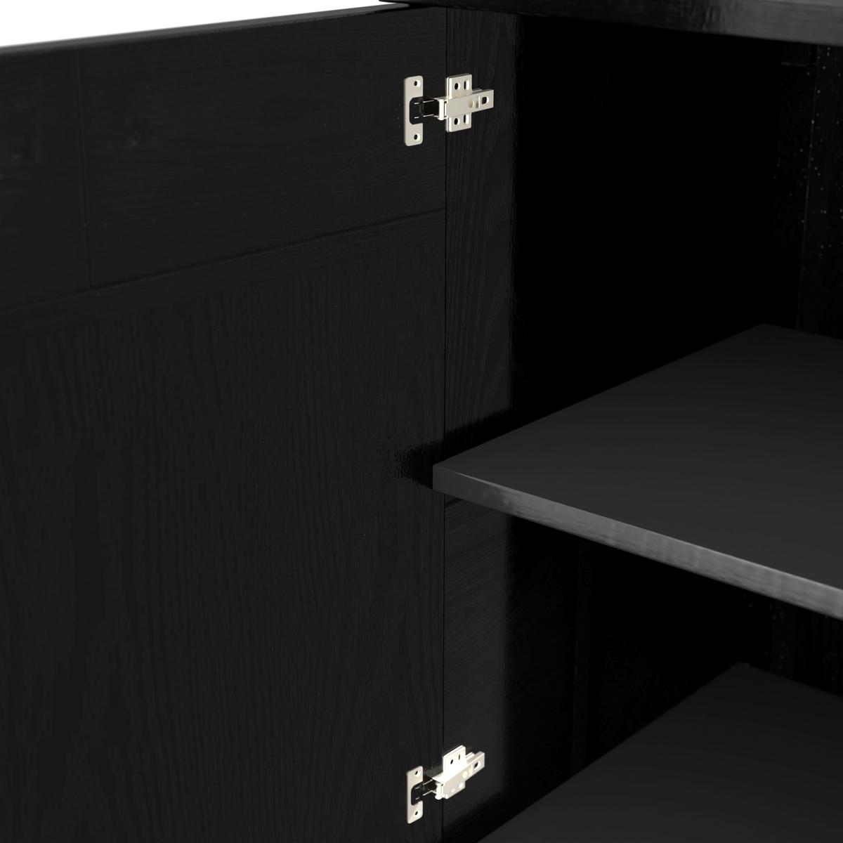 Sideboard Zelia Holz/Glas Schwarz - Schwarz, MODERN, Glas/Holz (180/77/45cm) - Bessagi Home