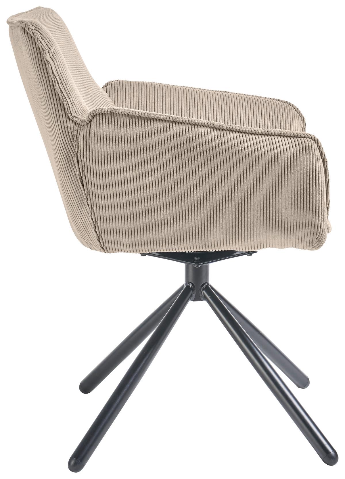 KRZESŁO Z PODŁOKIETNIKAMI FRISCO -MR- - écru/czarny, Design, metal/tkanina (60/84/65cm) - SetOne by Musterring