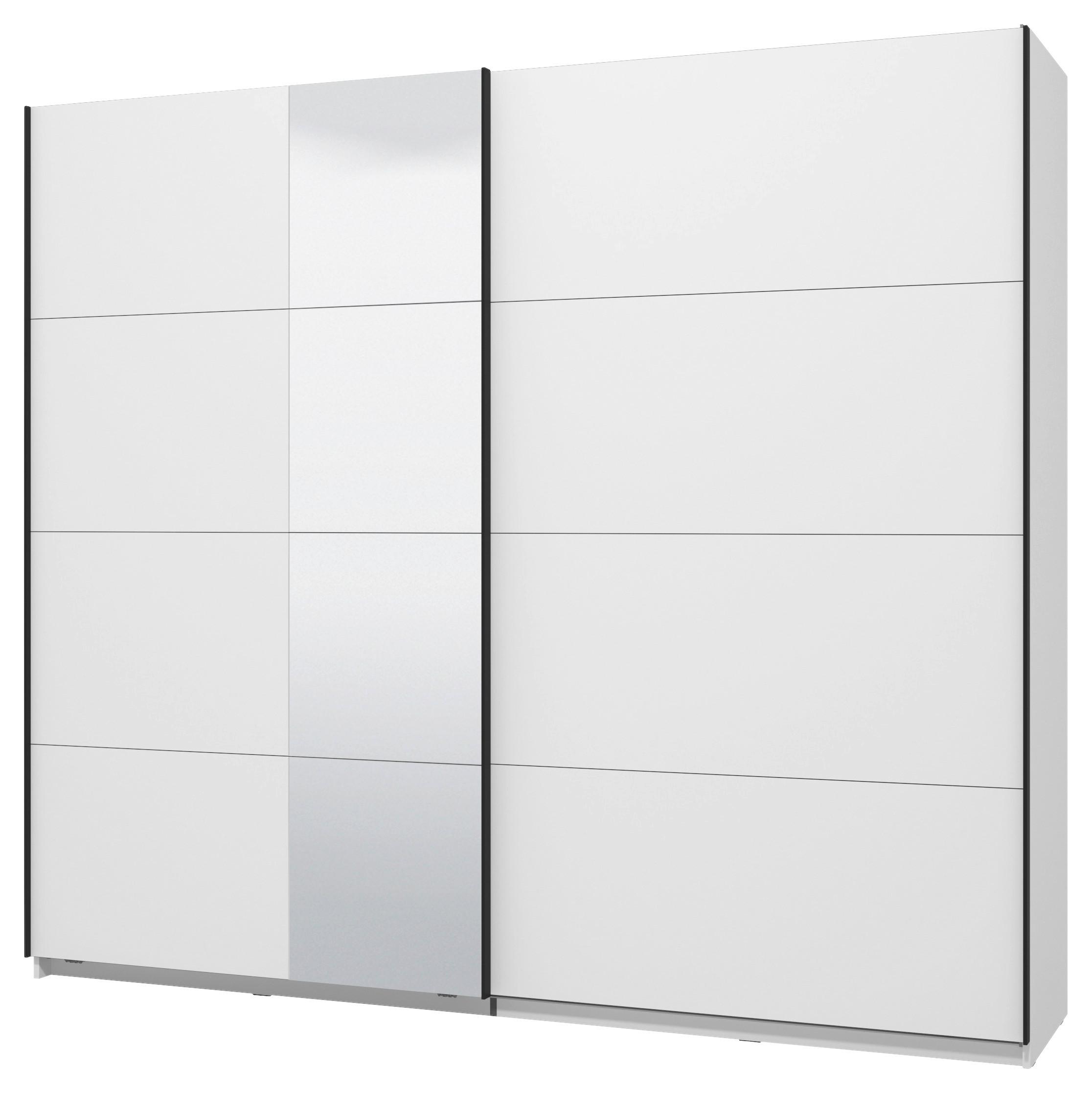 GARDEROB MED SKJUTDÖRRAR GARD 245 -TOP- - vit/svart, Klassisk, metall/trämaterial (245/217/61cm) - Mömax