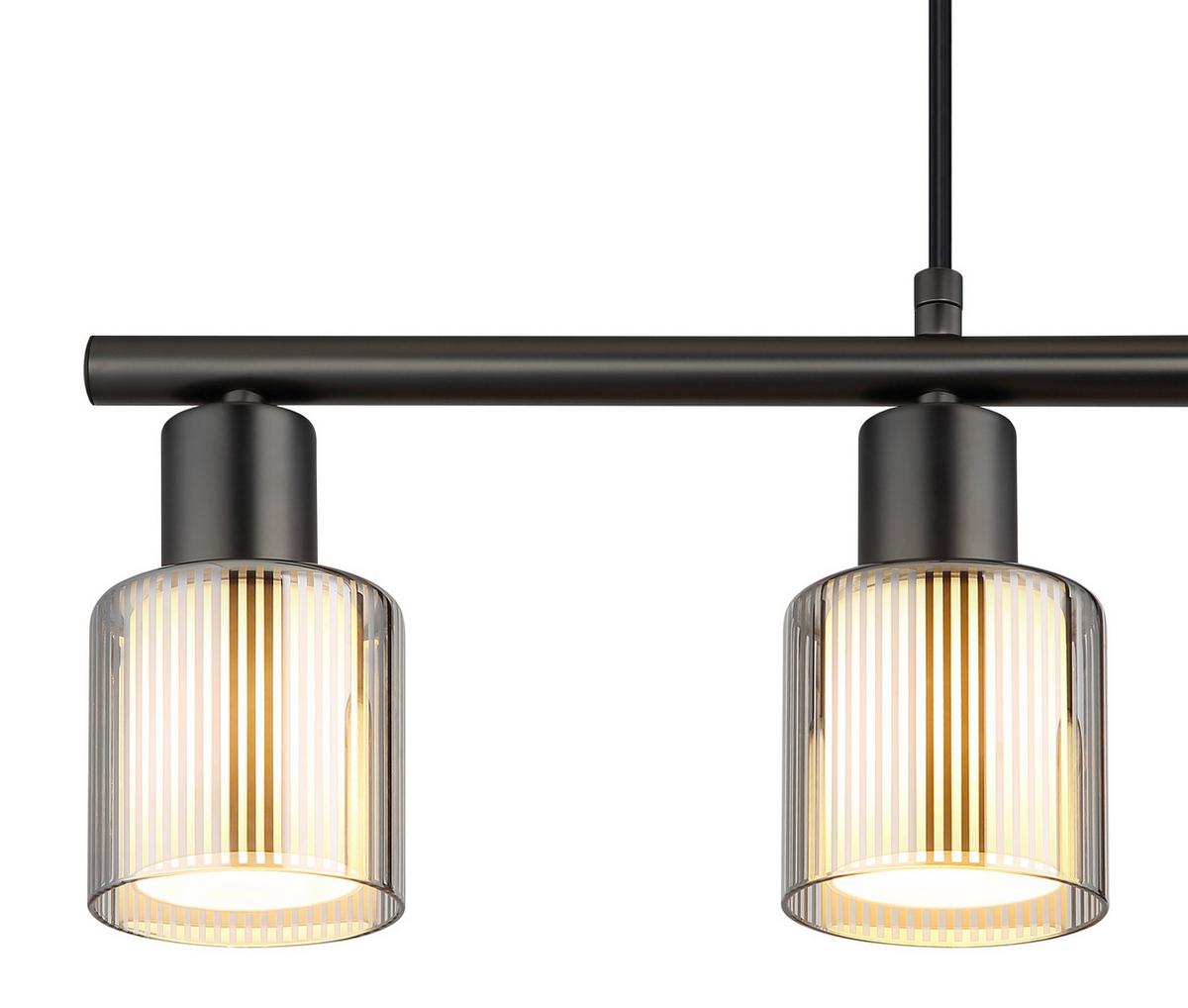 Viseća Svjetiljka Villegas - crni krom/crna, Design, staklo/metal (62/8/120cm) - Globo