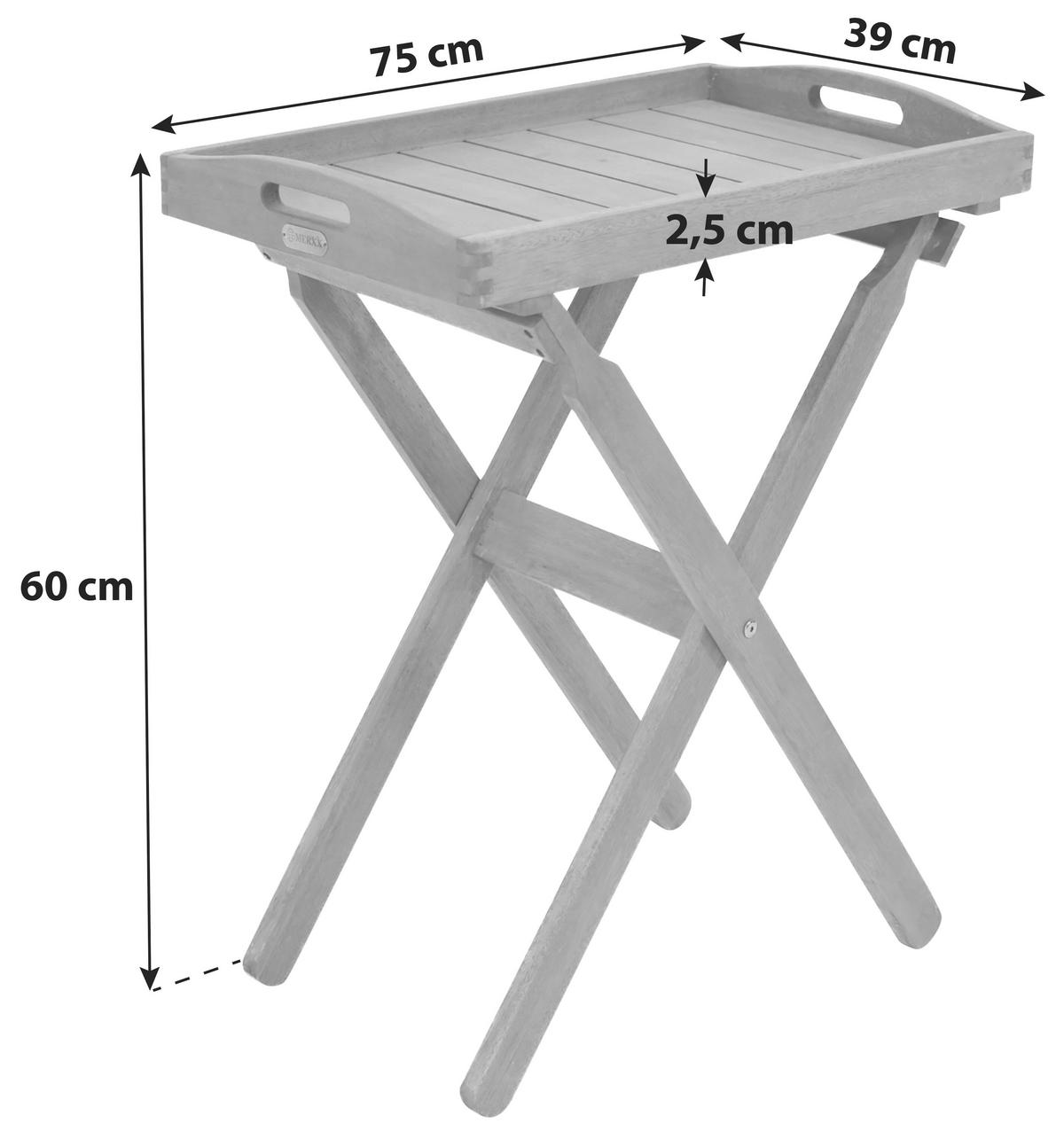 Gartenbeistelltisch Eukalyptusholz ca. 39x60x75cm - Braun, KONVENTIONELL, Holz (39/60/75cm) - Gardenson
