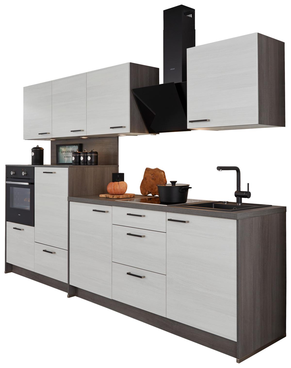 Küchenblock Plan, in Eiche Weiß - Eichefarben/Weiß, MODERN, Holzwerkstoff (303,2cm) - Express-Kuechen