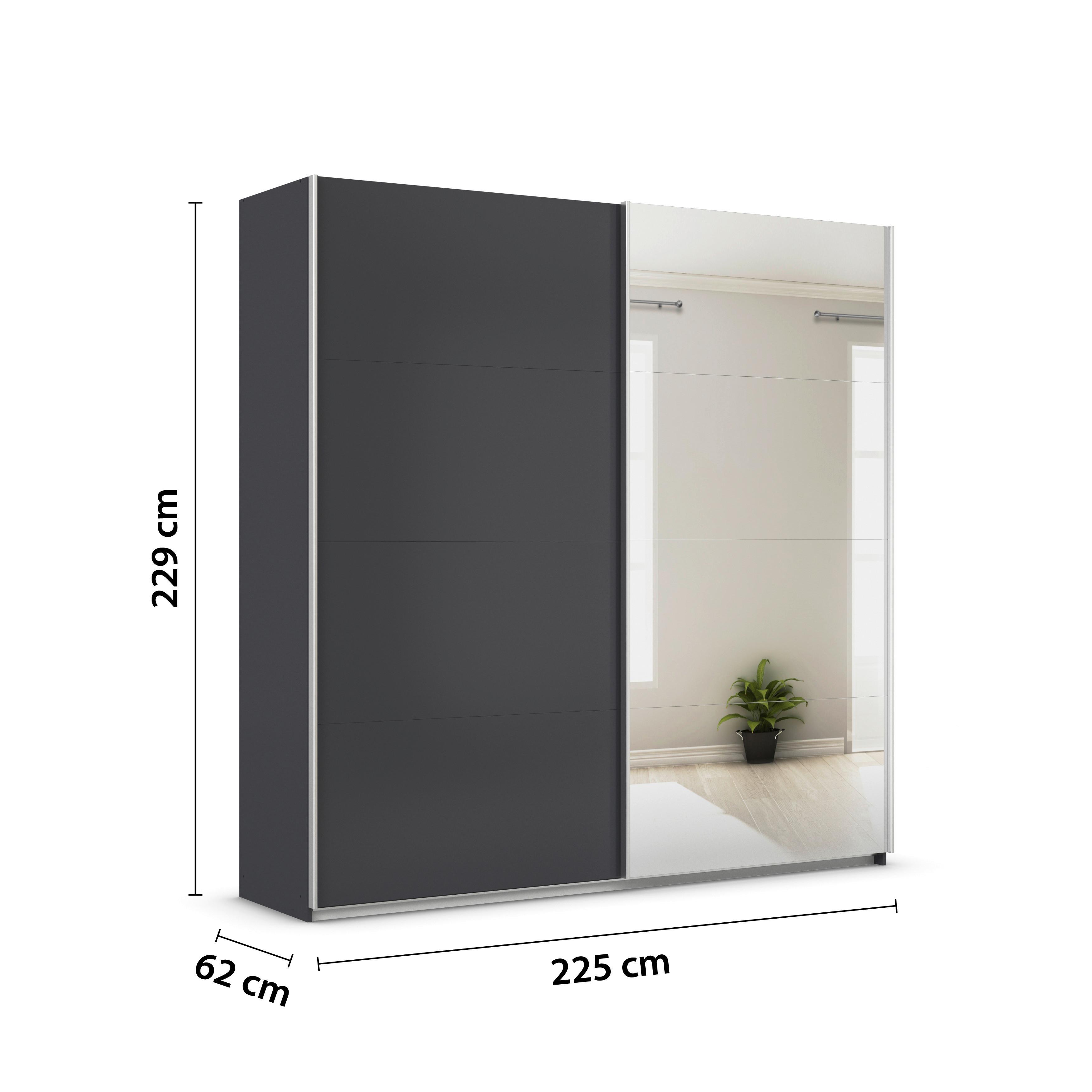 Ormar S Kliznim Vratima Feldkirch - srebrne boje/antracit, Moderno, drvni materijal/metal (225/229/62cm) - Modern Living