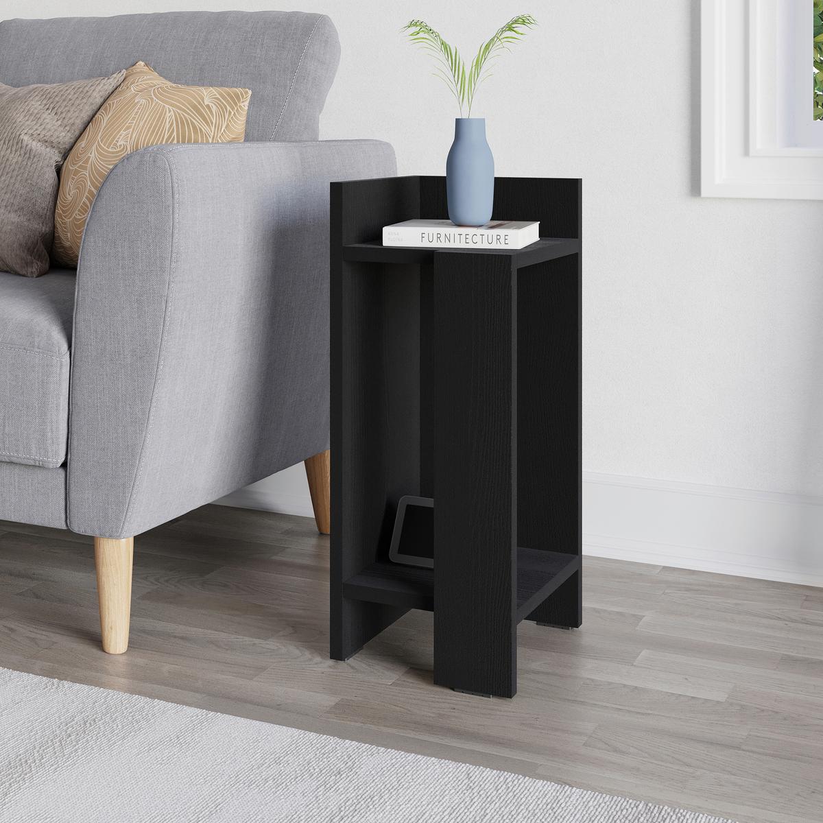 Nachtisch Elos ca. 27x60x25 cm Schwarz - Schwarz, Design, Holzwerkstoff (27/60/25cm) - Livetastic