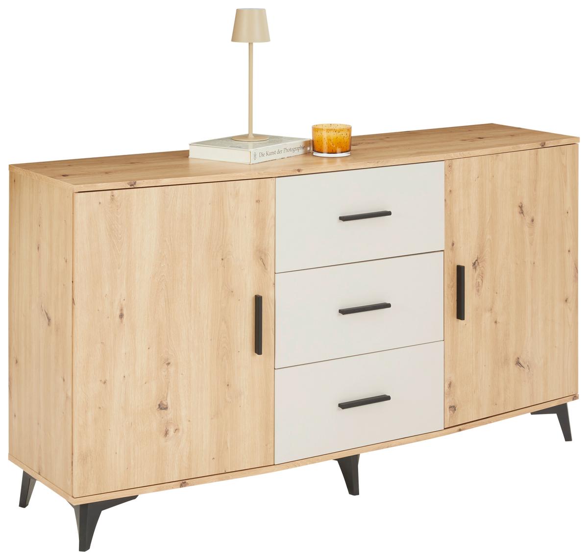 Comodă IVONA - cașmir/stejar Artisan, Trend, material pe bază de lemn (160/90/45cm) - Modern Living