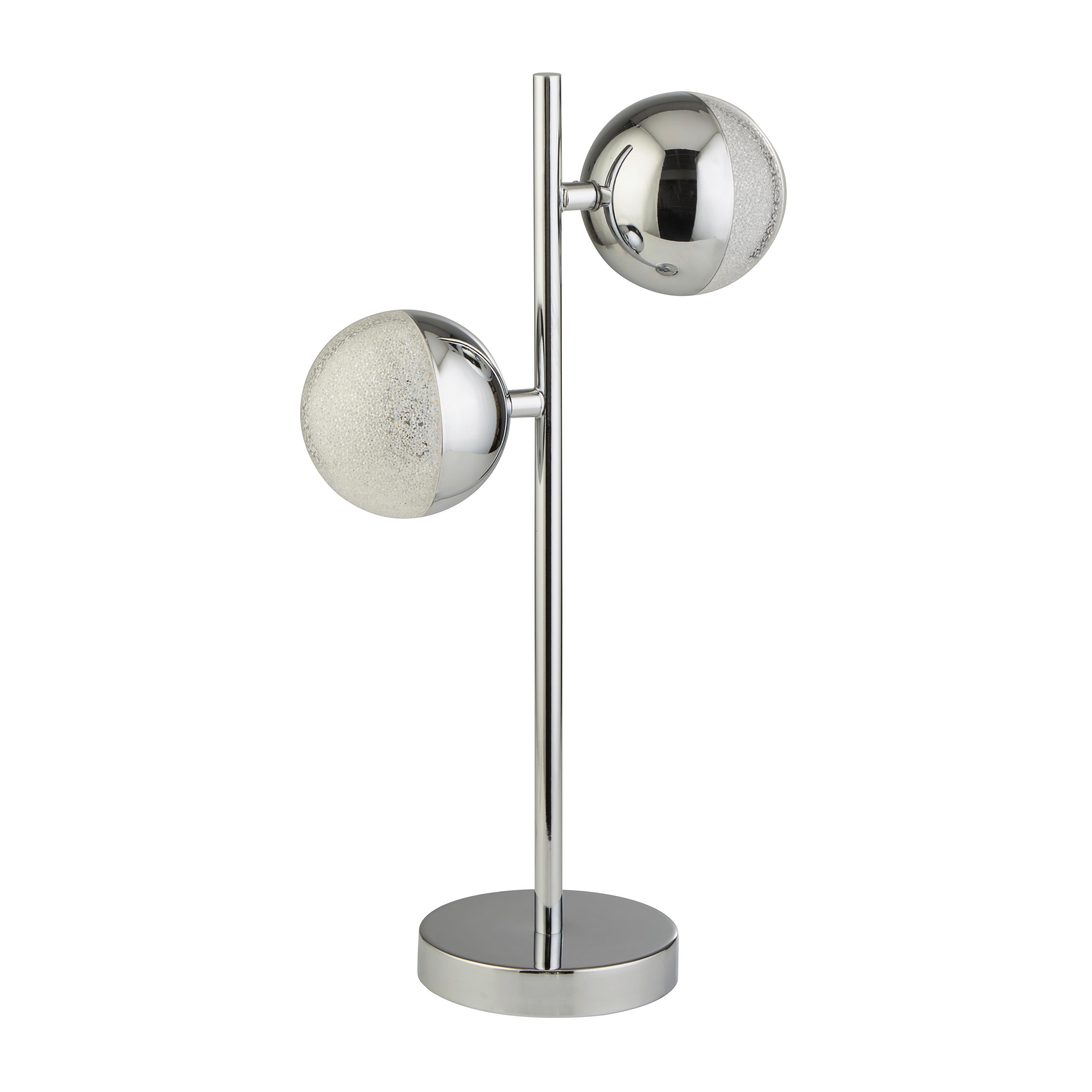 LED Asztali Lámpa Marbles Eu5087cc - krómszínű/átlátszó, Design, műanyag/fém (22/13/45cm)