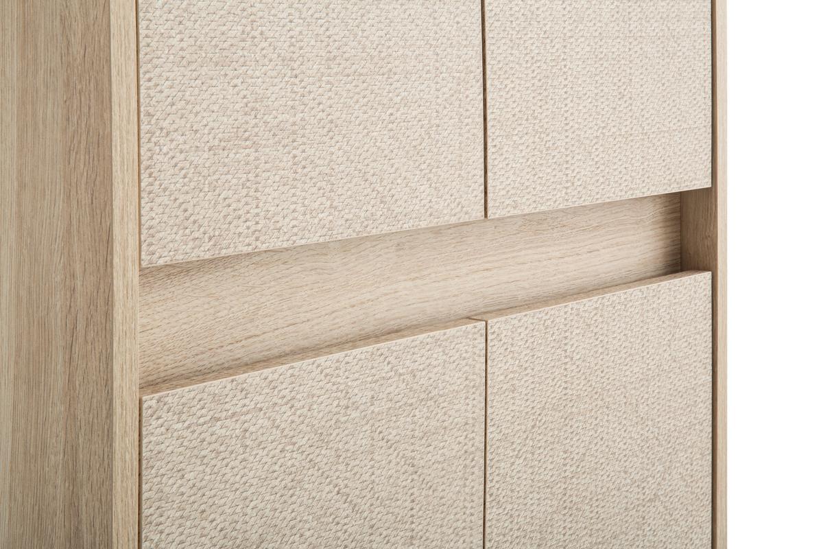 Hochschrank Sander Eiche/Beige - Beige/Schwarz, MODERN, Holzwerkstoff/Kunststoff (56,9/164,5/33cm) - MID.YOU