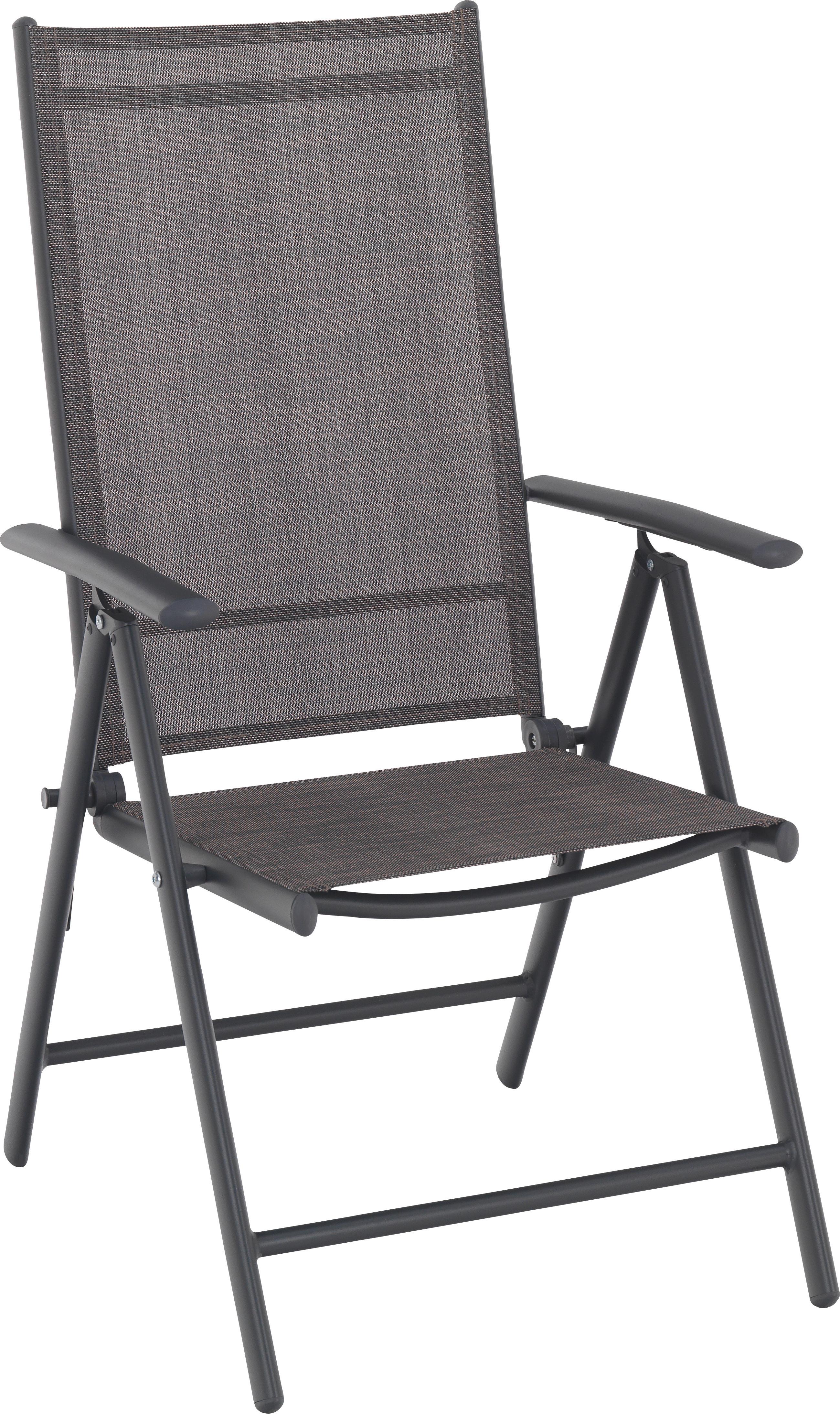 SKŁADANY FOTEL OGRODOWY HOUSTON - antracytowy/biały, Basics, metal/tkanina (56/106/64cm) - Mömax