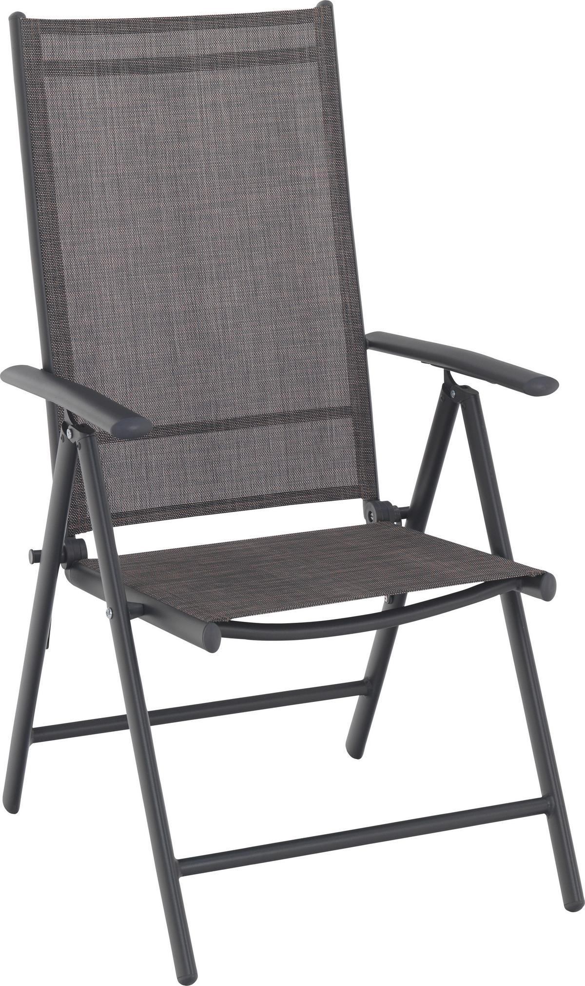 SKŁADANY FOTEL OGRODOWY HOUSTON - antracytowy/biały, Basics, metal/tkanina (56/106/64cm) - Mömax