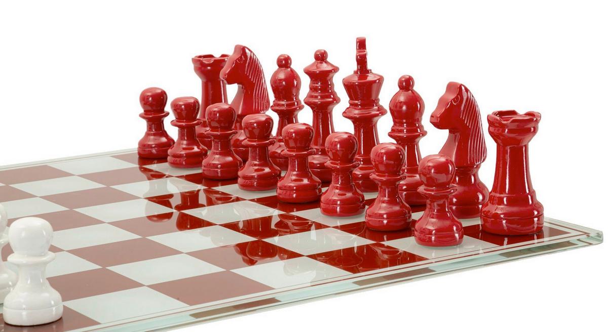 Skulptur Chess Board Red/White Multicolor - Basics, Glas/Kunststoff (61/61/14cm)