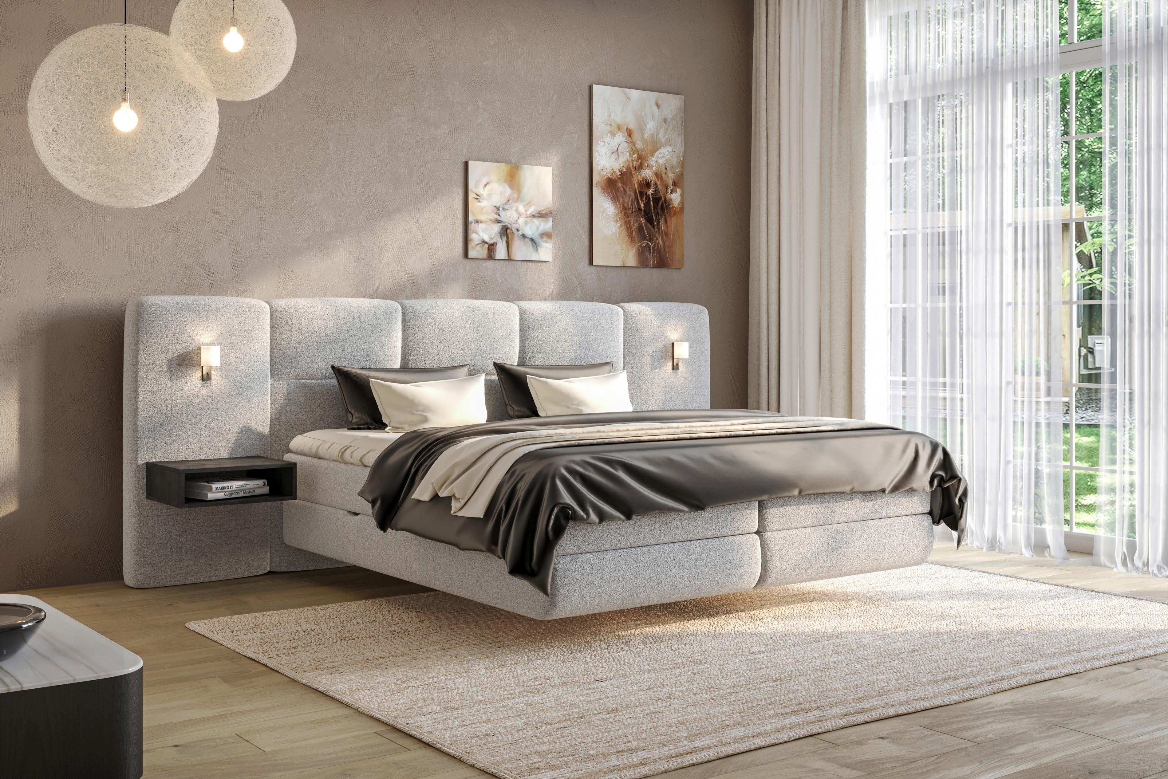 ŁÓŻKO BOXSPRING BENITO - greige/czarny, Basics, materiał drewnopochodny/tworzywo sztuczne (180/200cm) - Esposa
