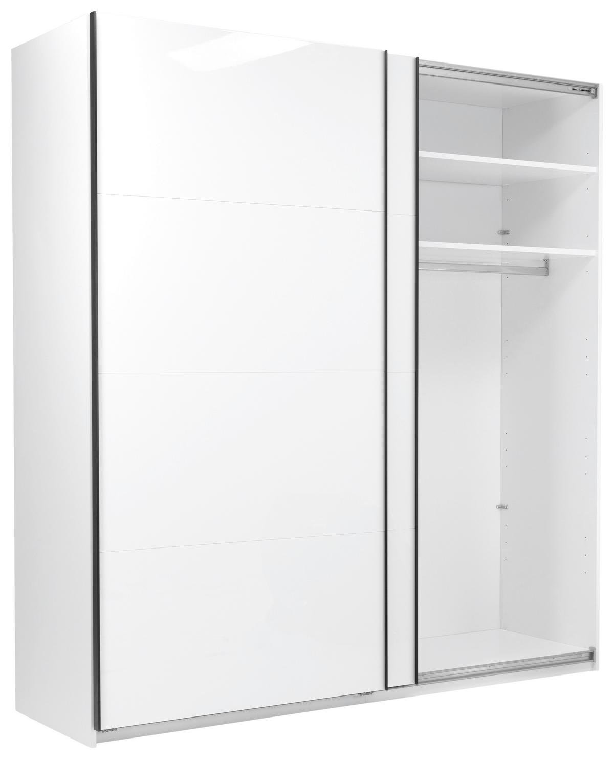 Omara Z Drsnimi Vrati Family, Bela, Visoki Sijaj - bela/barve aluminija, Moderno, kovina/leseni material (200/212/62cm) - Mömax