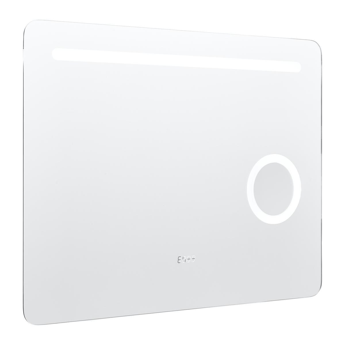 Wandspiegel Silberfarben inkl. LED 'Mirror' - Silberfarben/Grau, Basics, Glas/Holzwerkstoff (80/62/10cm)