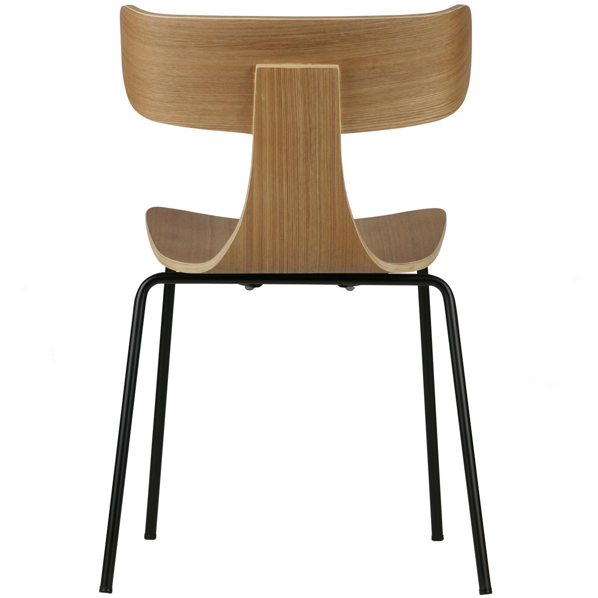 Stuhl-Set Form Naturfarben B: 50cm - Schwarz/Naturfarben, MODERN, Holz/Metall (50/78/52cm) - Livetastic