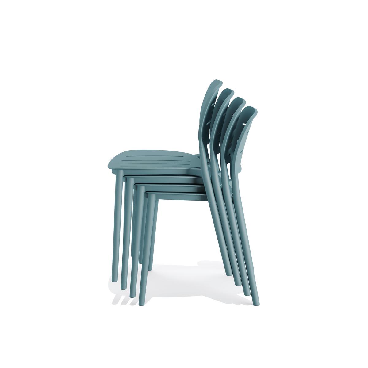 Stapelsessel 4er-Set in Blau Kunststoff - Blau, MODERN, Kunststoff (46/79/53cm) - Gardenson