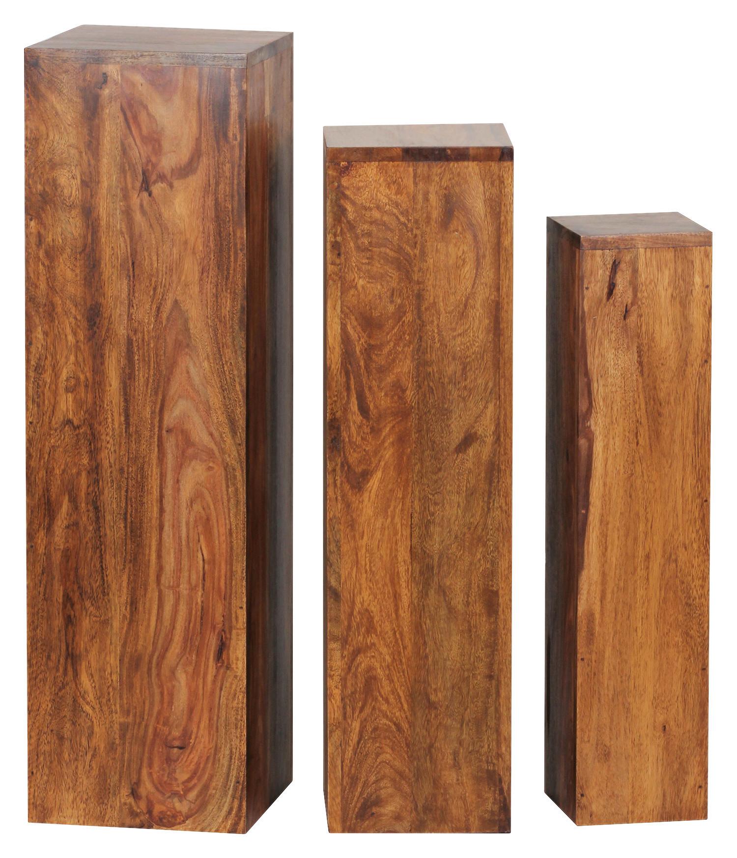 Blumentischset 3-tlg. Sheesham - Sheeshamfarben, Design, Holz (24,5/24,5/85cm) - MID.YOU