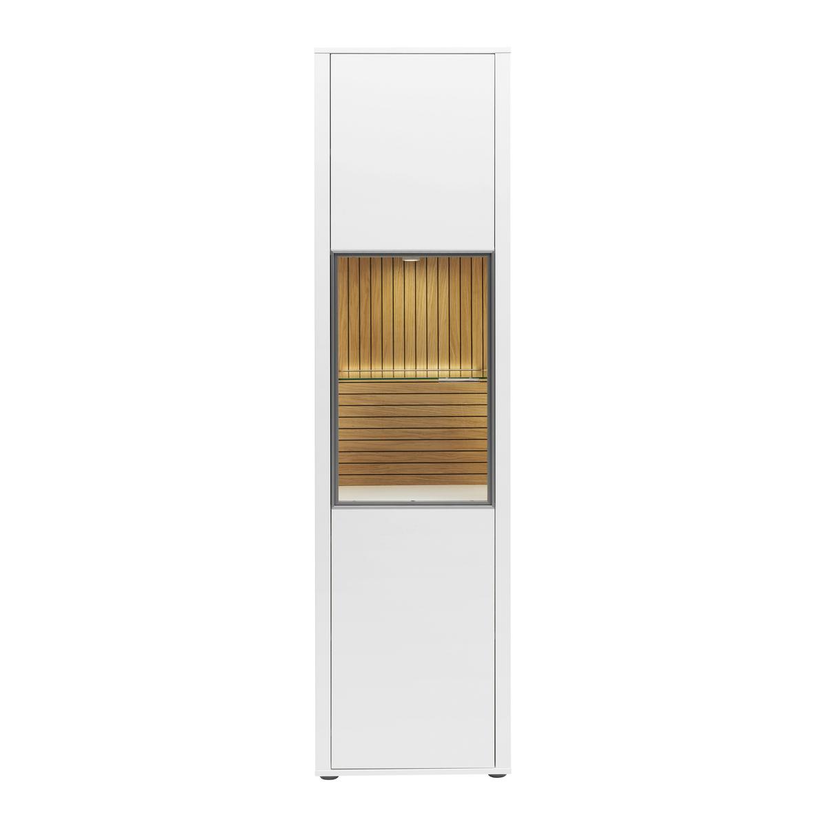Vitrine Studio 11 in Weiß - Edelstahlfarben/Eichefarben, MODERN, Glas/Holzwerkstoff (53/199/40cm) - Premium Living