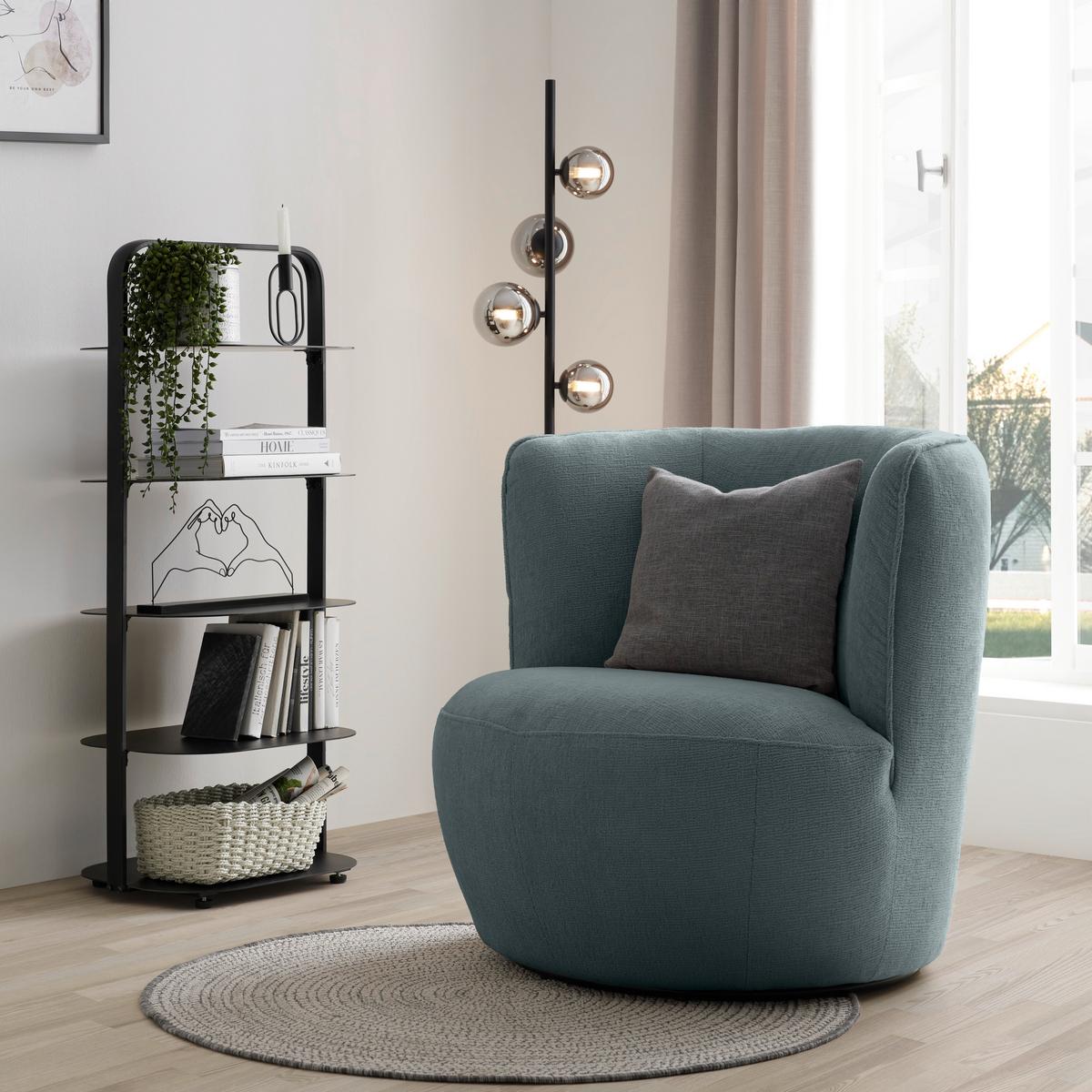 Sessel Jasima Anthrazit drehbar - Anthrazit/Schwarz, MODERN, Textil/Metall (77/81/85cm) - Premium Living