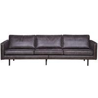 3 Sitzer Sofa Rodeo Schwarz B: 277cm - Schwarz, Design, Leder/Metall (277/85/86cm) - Livetastic