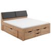 Postelja Maxi, S Predali, Hrast, 180x200 - siva/hrast artisan, Konvencionalno, leseni material/tekstil (180/200cm) - Mömax