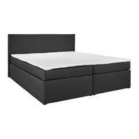 Pat tip boxspring LUCY 2 180X200 gri cu topper - gri închis, Modern, lemn/textil (180/200cm) - Bessagi Home