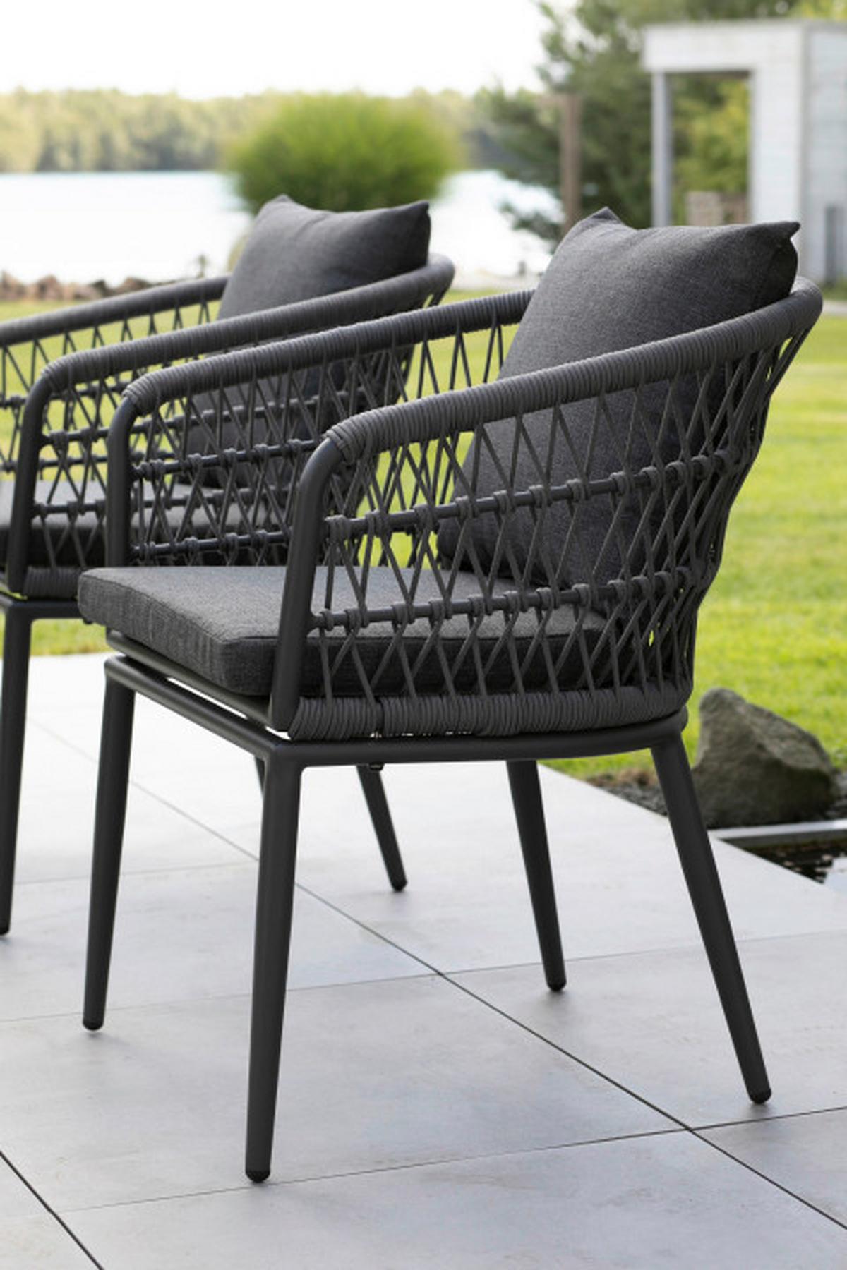 Gartensessel Genua Dunkelgrau - Grau, Basics, Kunststoff/Textil (58/78/63cm) - Gardenson