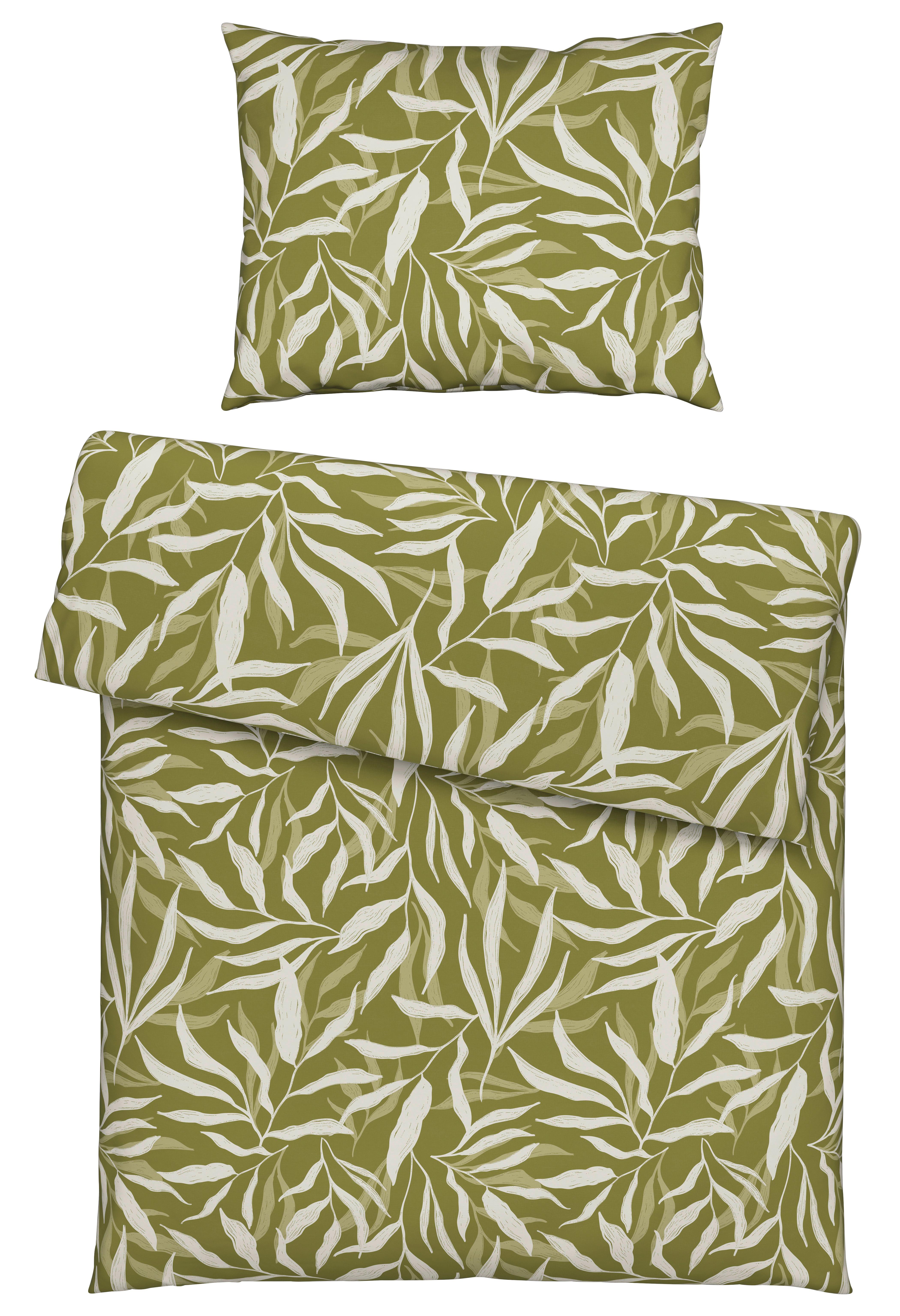 Ágyneműhuzat-garnitúra Leaves - fehér/zöld, Modern, textil (140/200cm) - Modern Living