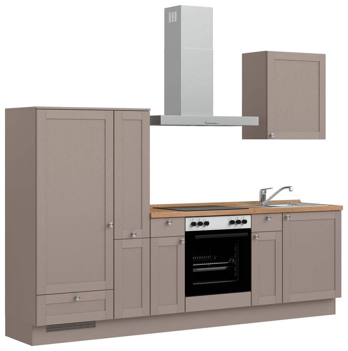 Küchenleerblock Frame Low o. Geräte Beigebraun - Edelstahlfarben/Eichefarben, MODERN, Holzwerkstoff/Metall (270cm) - Nobilia
