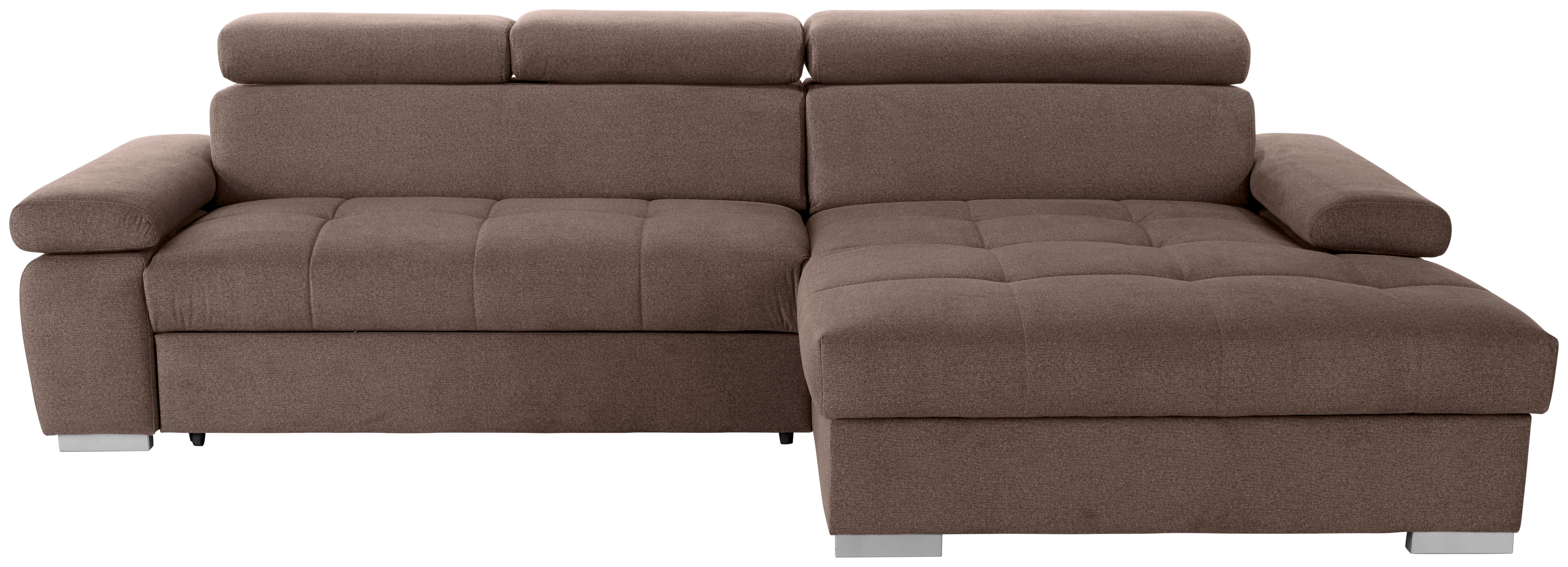 Kutna Garnitura Perry - srebrne boje/smeđa, Design, tekstil/drvo (292/183cm) - Modern Living