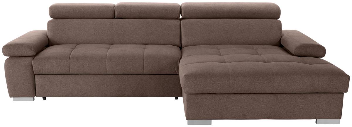 Kutna Garnitura Perry - srebrne boje/smeđa, Design, tekstil/drvo (292/183cm) - Modern Living