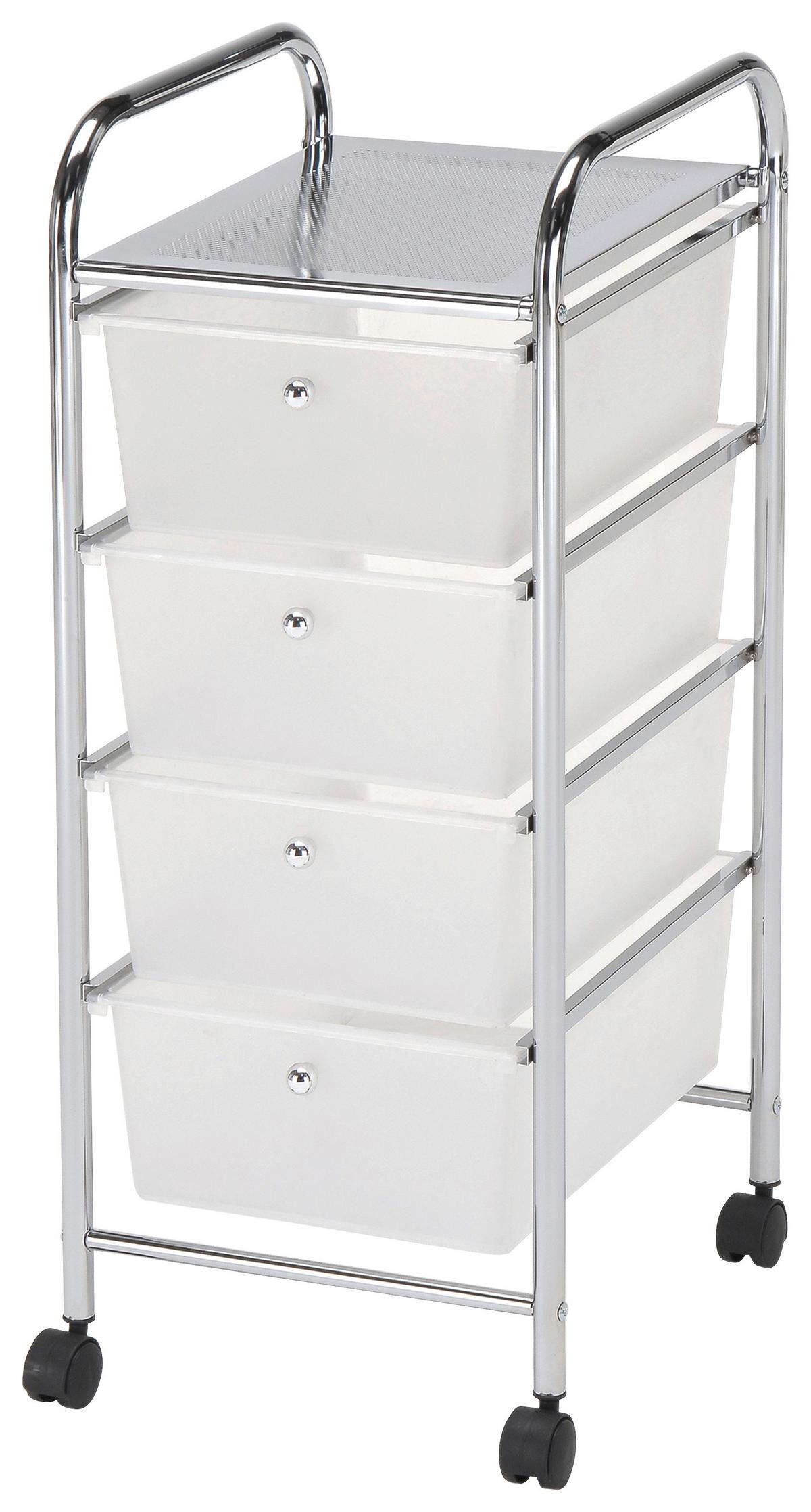 Cărucior de servit Pauli - alb/culoare crom, Modern, plastic/metal (33/82/39cm) - Based