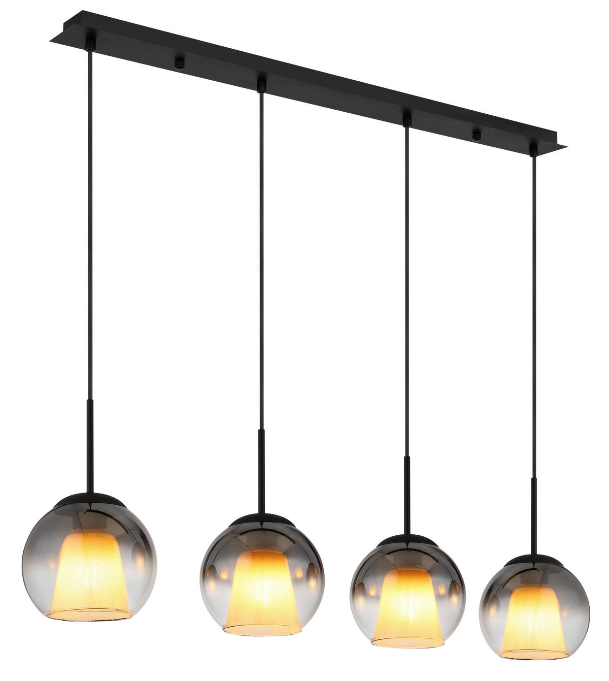HÄNGELEUCHTE 15749-4H BARRY - Klar/Schwarz, Basics, Glas/Textil (100/18/120cm) - Globo