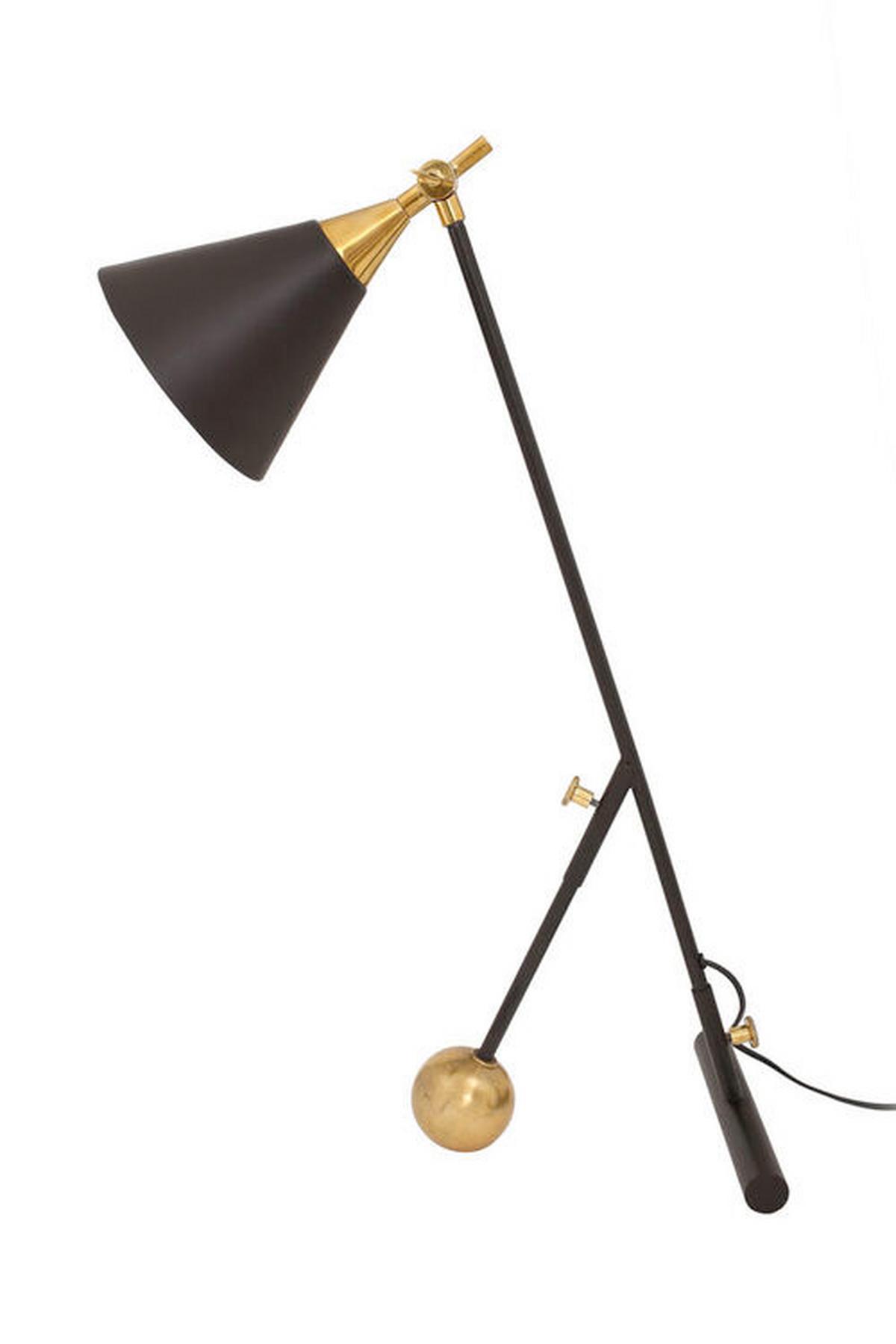 Stehleuchte Nt27h-Gld - Goldfarben/Schwarz, Design, Kunststoff/Stein (23/76/32cm) - Kayoom