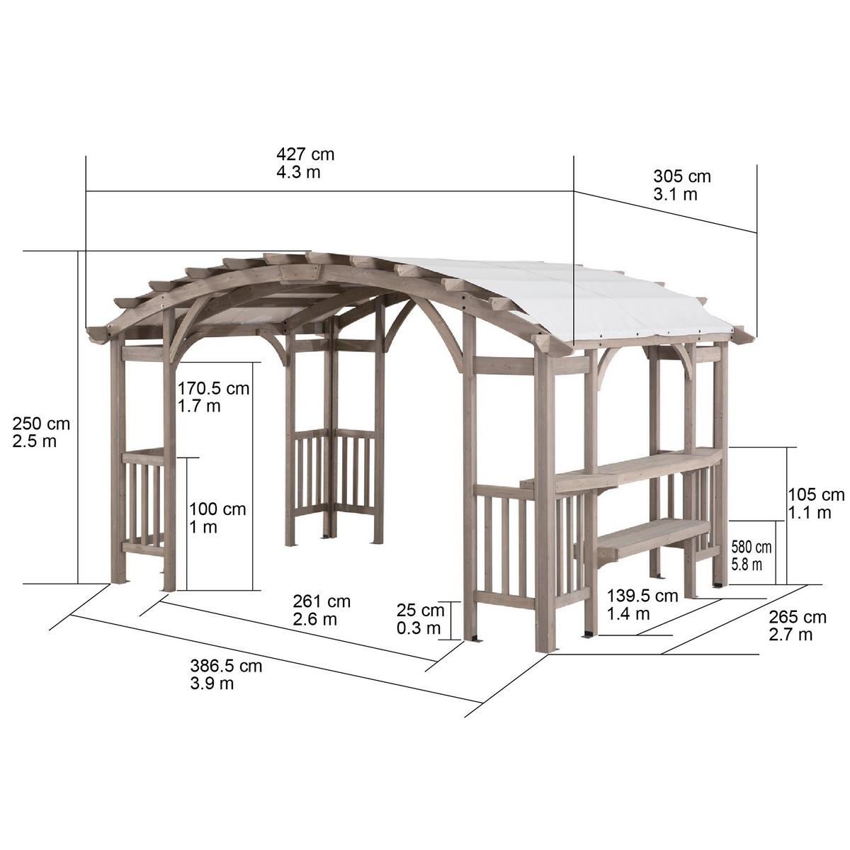 Pavillon Naturfarben/Hellgrau - Hellgrau, Basics, Textil (427/250/305cm)