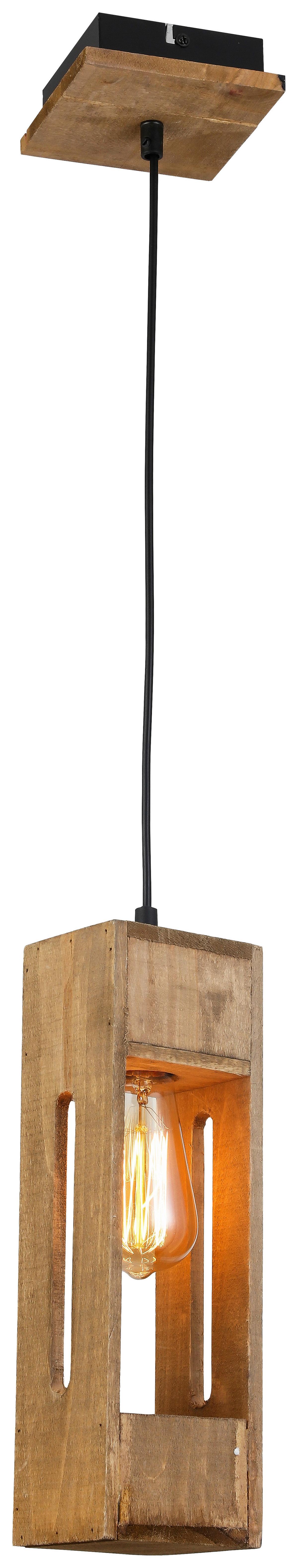 Hängeleuchte Emira max. 15 Watt - Schwarz/Naturfarben, Lifestyle, Holz/Kunststoff (12/12/120cm) - Premium Living