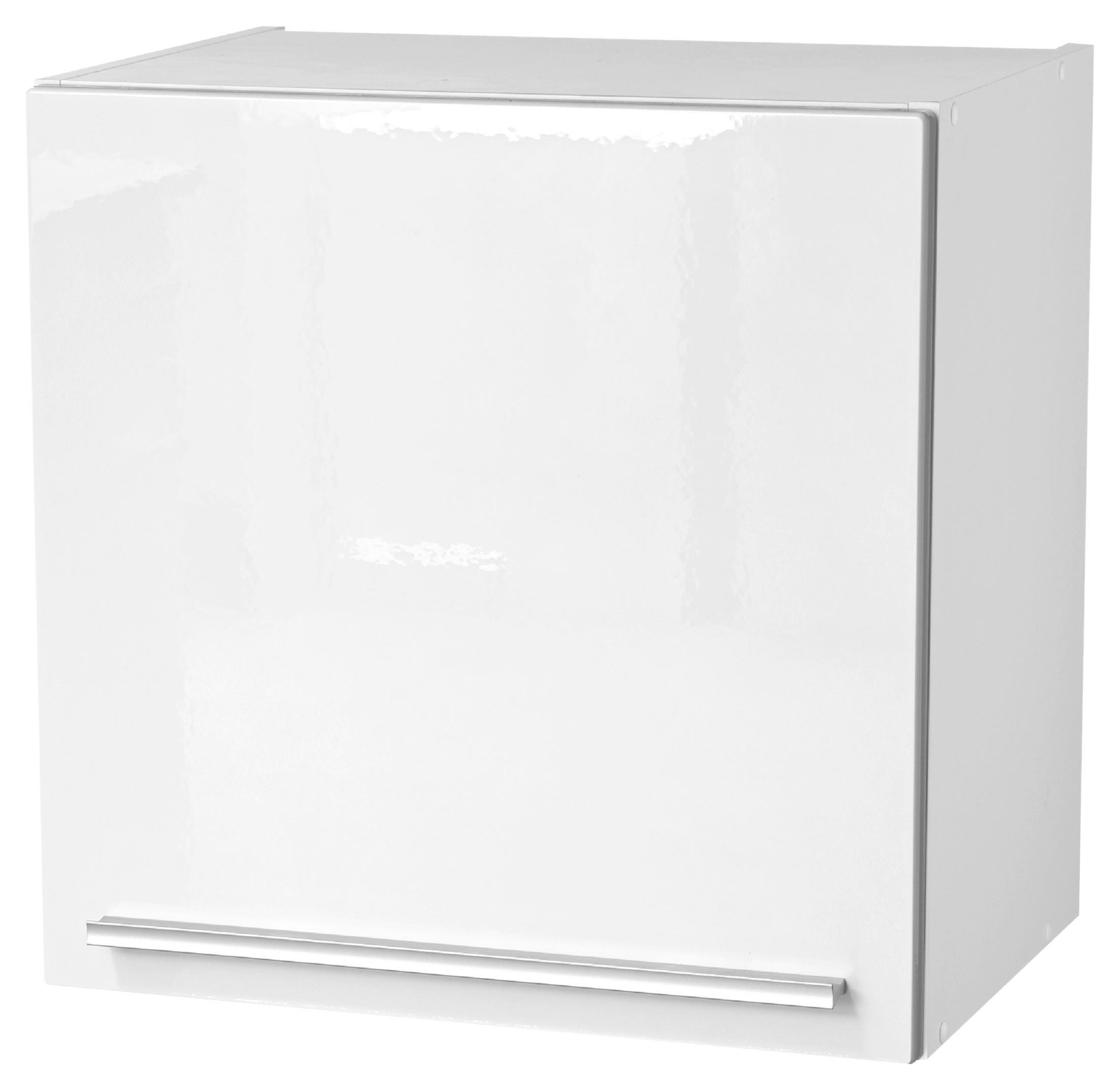 SZAFKA KUCHENNA GÓRNA JAZZ - biały wysoki połysk/kolor srebrny, Basics, materiał drewnopochodny/tworzywo sztuczne (50/50/34,6cm) - MID.YOU