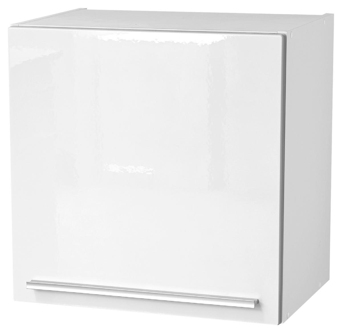 SZAFKA KUCHENNA GÓRNA JAZZ - biały wysoki połysk/kolor srebrny, Basics, materiał drewnopochodny/tworzywo sztuczne (50/50/34,6cm) - MID.YOU