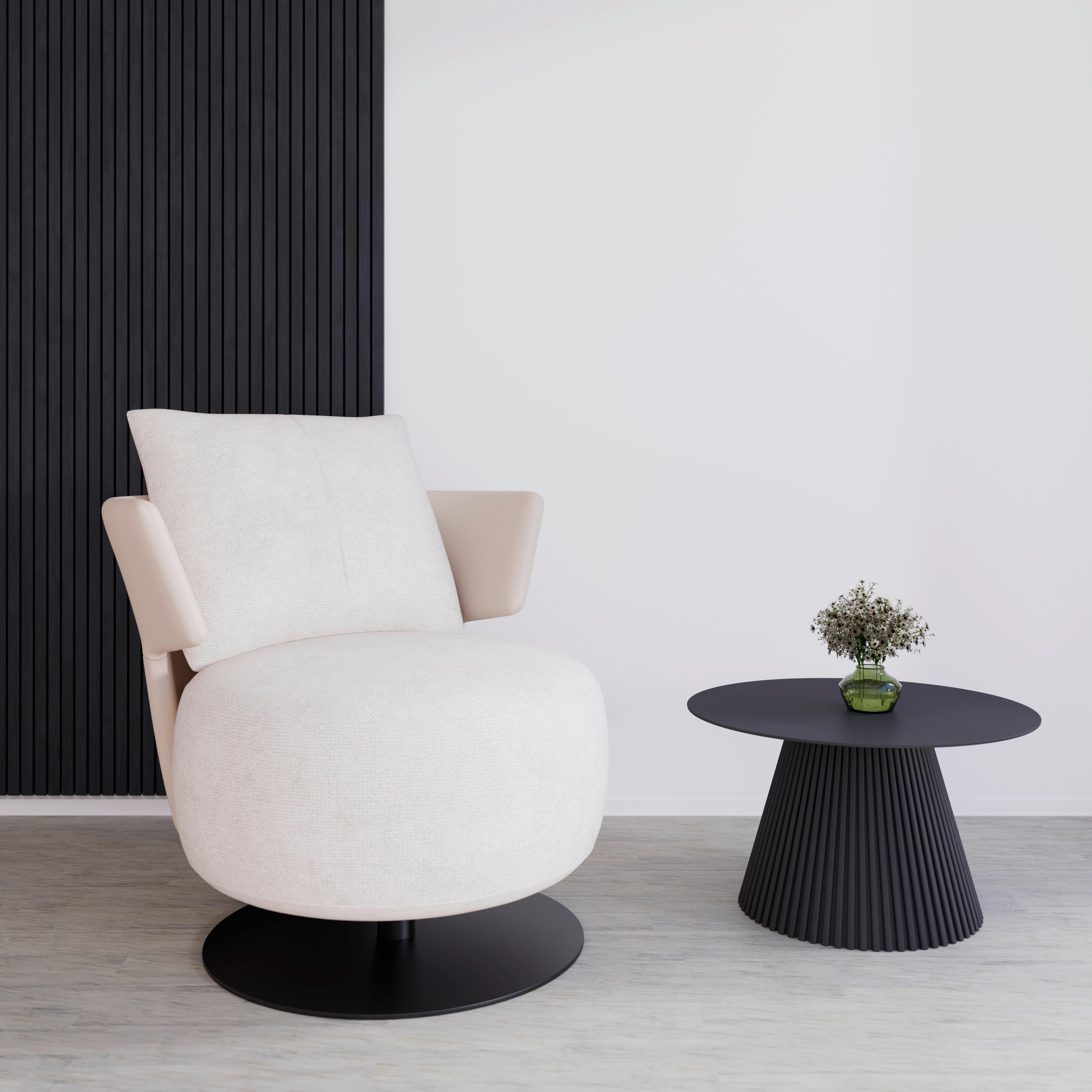 Relaxsessel Nora Beige Webstoff - Beige/Schwarz, MODERN, Holz/Textil (80/80/80cm) - Bessagi Home
