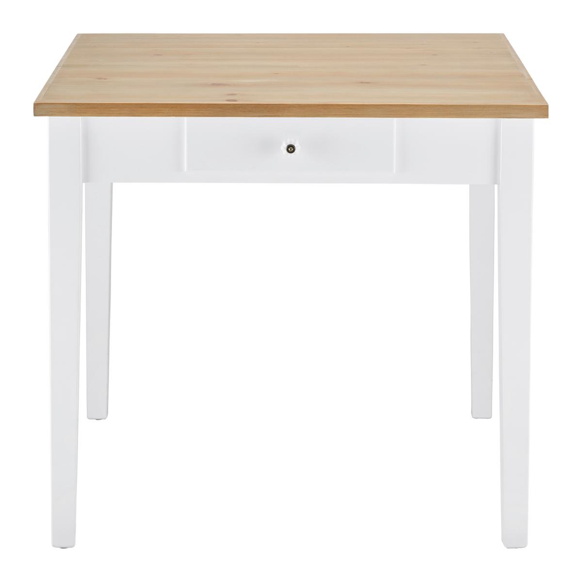 Esstisch Camden in Holz Kiefer massiv ca. 80x86 cm - Weiß/Kieferfarben, Design, Holz (80/79/86cm) - Bessagi Home
