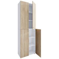 Schuhschrank LONA Weiß/ Sonoma Eiche ca. 70x220x40 cm - Silberfarben/Schwarz, Design, Holzwerkstoff/Kunststoff (70/220/40cm) - MID.YOU
