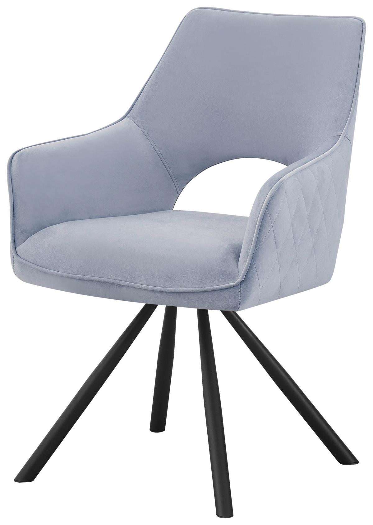 KRZESŁO Z PODŁOKIETNIKAMI JACK -HOM IN EXKLUSIV- - czarny/jasnoniebieski, Design, metal/tkanina (60/85/63cm) - Hom`in