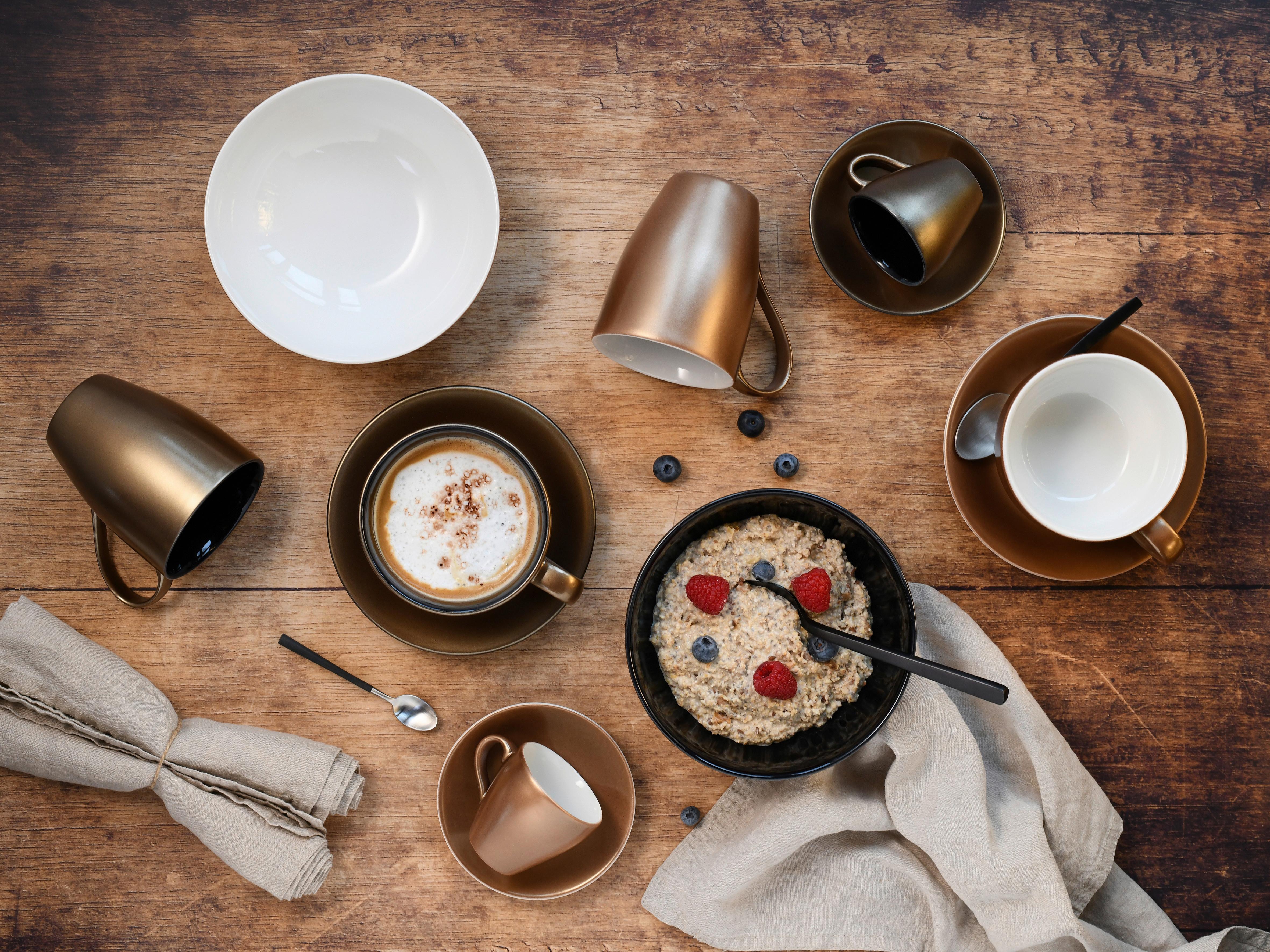 Tassenset Golden Days Schwarz/Goldfarben, 2-teilig - Goldfarben/Schwarz, Basics, Keramik - Creatable